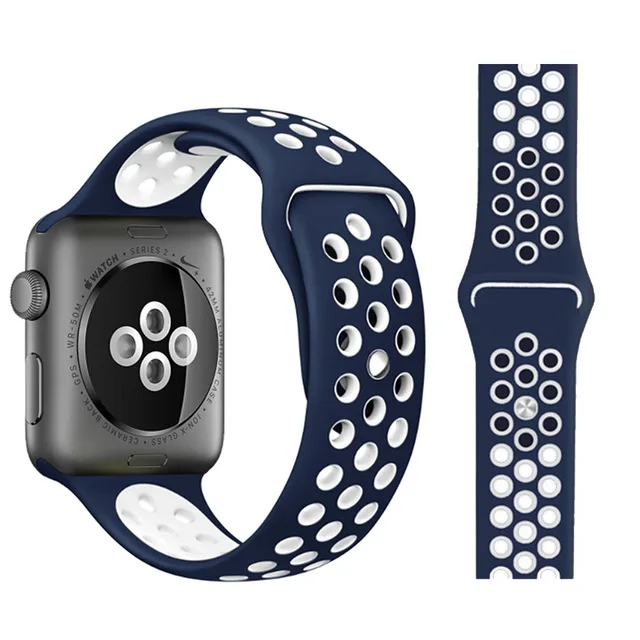 Новинка, браслет для Apple Watch 4, 5, 3, 2, 1, 42 мм, 38 мм, 40 мм, 44 мм, 36 цветов, силиконовый ремешок для iwatch sports series 5, 4 - Цвет ремешка: 12SLPB