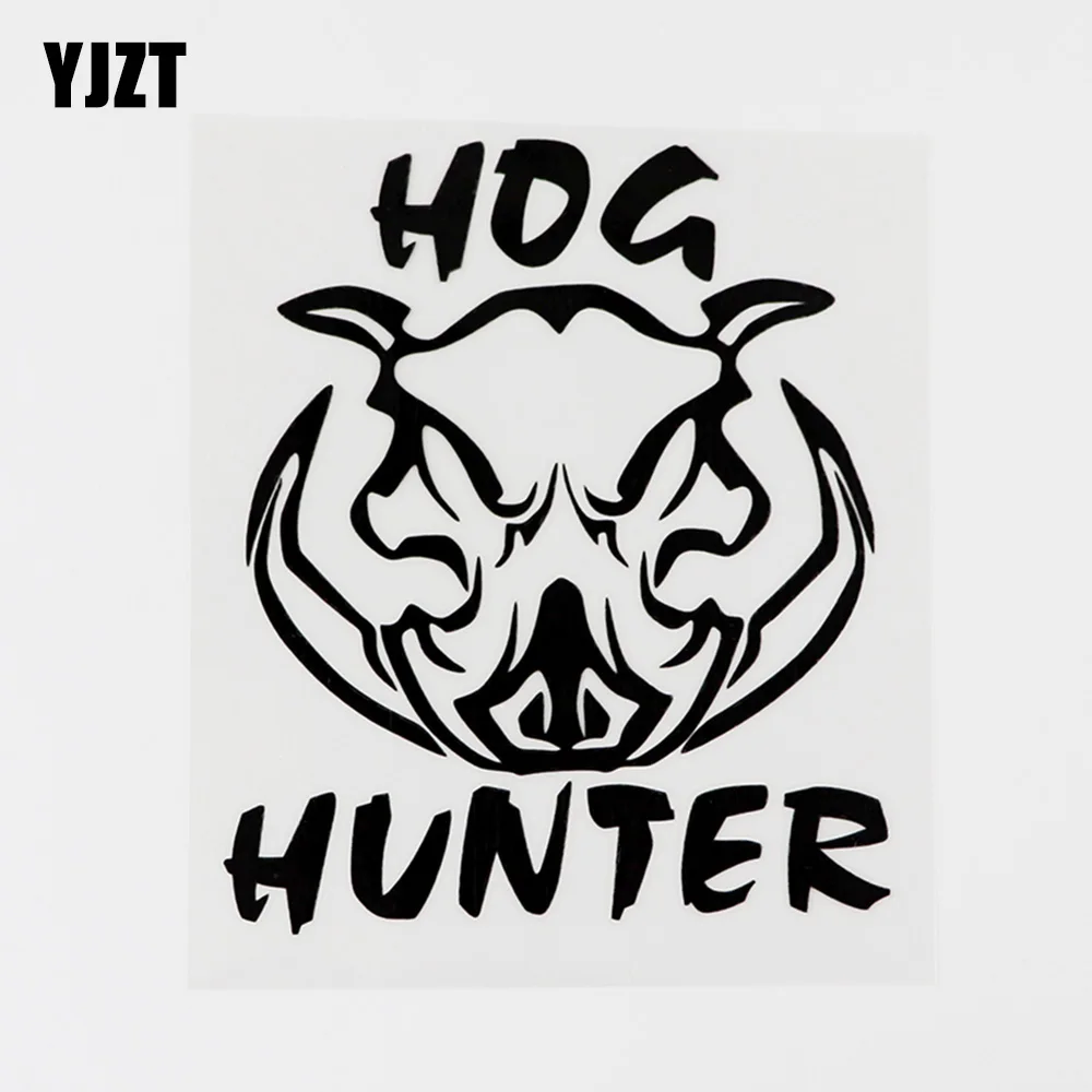 

YJZT 10,7 см x 13 см Виниловая наклейка с забавными животными, свиной головой охотника, автомобильная наклейка черного/серебряного цвета 8C-0090