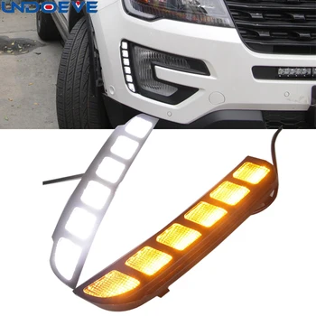 

For Ford Explorer 2016 2017 LED CAR DRL 12V Daytime Running Light Daylight fog lamp with Turn Signal & dimming style Relay