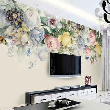 

Custom Size 3D Mural Wallpaper European Style Floral Living Room TV Backdrop Photo Wall Paper Hand Painted Rose Flower Art Mural