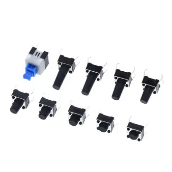 

250 Pcs Tactile Push Button Switch Micro Switch 10 Models for Car Remote Control Button Switches Kit Set Key switch