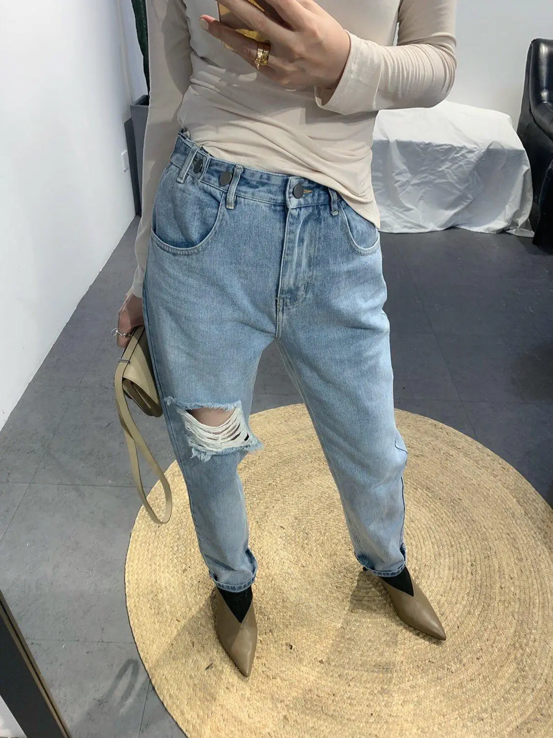 

2019 high quality casual hole women jeans pants ddxgz2 7.25