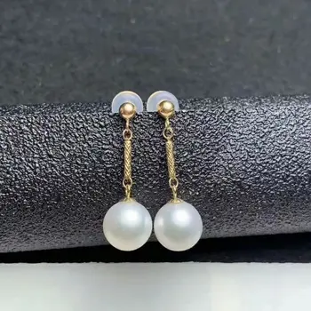 

shilovem 18k yellow Natural freshwater pearls Drop Earrings fine Jewelry women trendy anniversary Christmas gift myme8-8.500zz