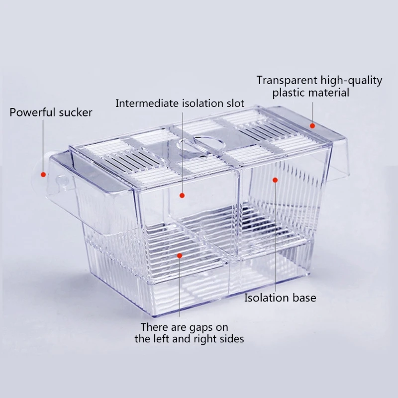 Fish Breeding Box Clear Isolation Box Aquarium Hatchery Incubator with Suction Cups for Newborn Shrimp Guppy 2 Sizes