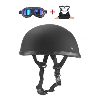 

For Motorcycle German Half Face Helmet Chopper Cruiser Biker Scooter Half Helmet Skull Cap Hat Chopper Bobber Biker With Scarf