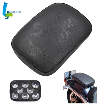 

For Harley Cruiser Chopper Custom Motorcycle Black Moto Cross Rectangular Pillion 8 Suction Cup Passenger Pad Seat