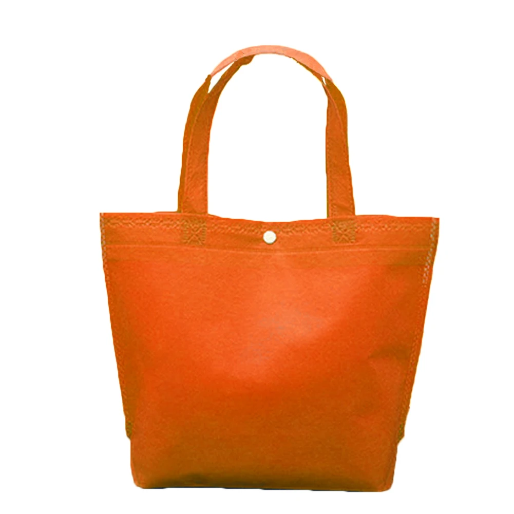 Новая многоразовая сумка для покупок, одноцветная Складная Сумка-тоут на кнопках, модная настраиваемая Эко сумка из нетканого материала, Женская дорожная сумка для хранения - Цвет: Оранжевый