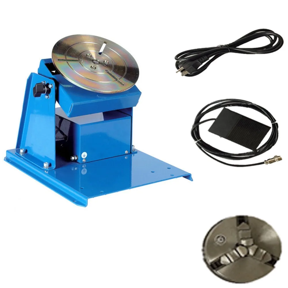 30kg welding turntable welding positioner rotary hd 30 with wp200 lathe chuck and pneumatic torch holder center hole 25mm 65mm 2-18RPM 10KG Light Duty Welding Turntable Positioner with 65mm Chuck H#