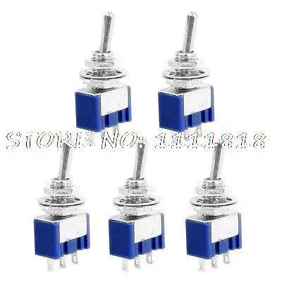 

5 Pcs DPDT ON-ON 3 Pin Panel Mounting Mini Toggle Switch AC 125V 6A