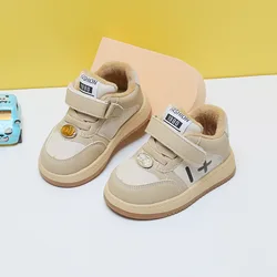 Novo inverno bao bao sola macia sapatos esportivos do bebê crianças com velo meninos sapatos de algodão meninas sapatos de caminhada do bebê