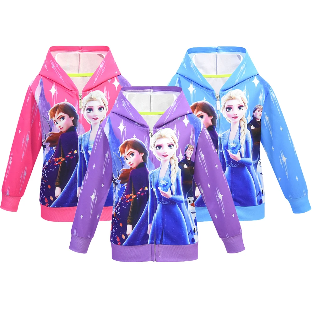 

Ice Snow Queen 2 Girls Coats Elsa Anna Hooded For Girls Full Sleeve Kid Clothes Toddler Girls Sweatshirt Children Clothing