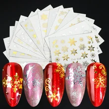 16 шт. Набор наклеек для дизайна ногтей, Рождественские Водные Наклейки, слайдер, снежинка, олень, дизайнерские фольги для маникюра, аксессуары, обертки, LASTZ-YA-2