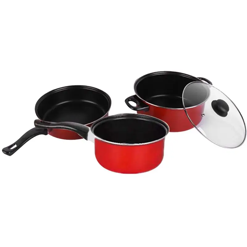 

3pcs/Set Non Stick Frying Pan Soup Pots Milk Pan Multifunctional Cooking Tool Kitchen Utensil Home Cooking Kitchen Accessories