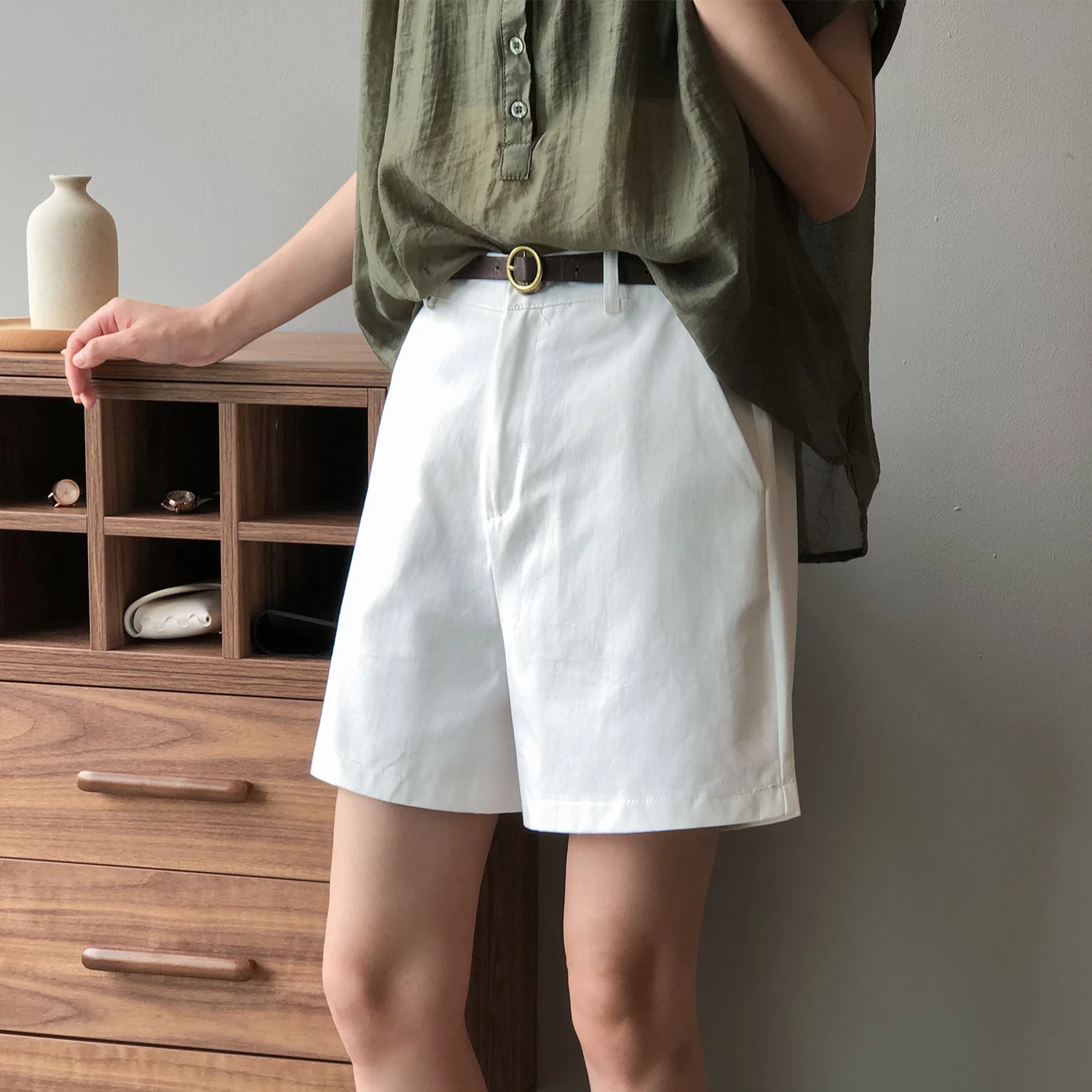 Summer new high-waist shorts women Korean style elastic waist loose wide-leg casual pants nike dri fit shorts