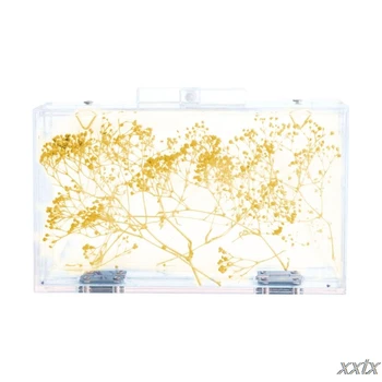 

Transparent Women Clutch Bag Chain Flower Handbag Clear Purse Crossbody Bag Wedding Party Bag