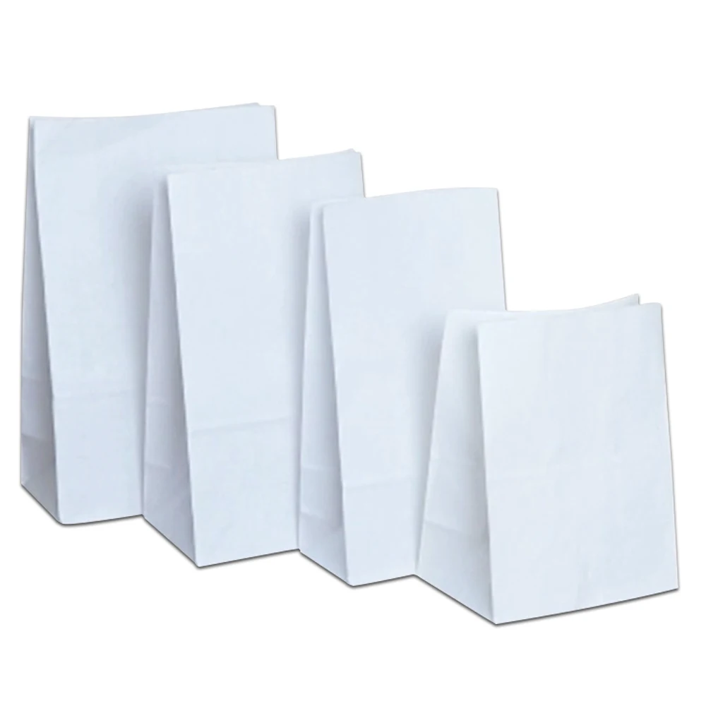 

100Pcs/Lot Kraft Paper Top Open Multi Sizes DIY Baking Food Snack Packing Storage Pouch Party Gift Craft White Paper Package Bag