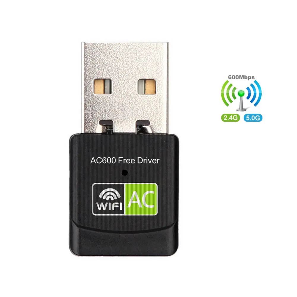 Adattatore Wifi Usb Wireless Adattatore Wi-Fi Ac 600Mbps 2.4G 5G Antenna Per Scheda Di Rete Ricevitore Wifi Dongle Wifi Ethernet Usb