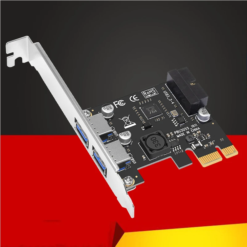 USB 3.0 PCI-E Expansion Card Adapter 2 Port Internal 19pin Header For USB 3 to PCIE