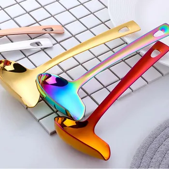 

1PC Colorful 304 Stainless Steel Sauce Drizzle Spoon with Spout Small Soup Ladle Serving Spoon Creative Oil Spoon Kitchen Tool
