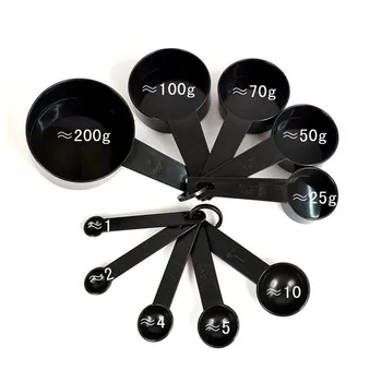

10 Pcs Set Spoon Black Plastic Measure Spoons Cutlery Dessert Baking Kitchen Tools LBShipping