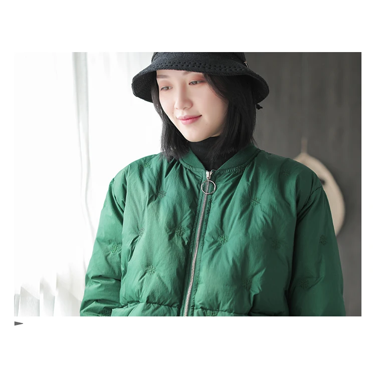 Qi Juan Draw Korean-style Literature And Art Loose-Fit Stand Collar Solid Color Short down Jacket Coat Women's 90 Cloth down Jac