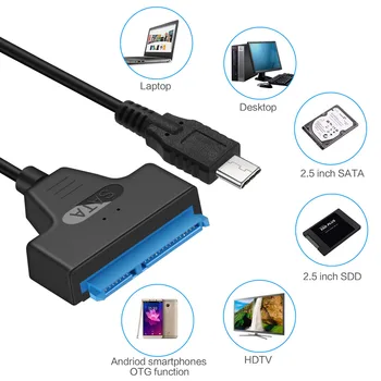 

2019 Wholesale USB 3.1 Type C to SATA III HDD SSD 2.5inch Hard Drive Adapter Cable 22-Pin H-best