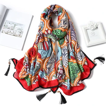 

2020 Spring Cotton Women Scarf Tassel Print Shawls Lady Wraps Bohemia Travel Scarves Foulard Hijab Pashmina Beach Stole