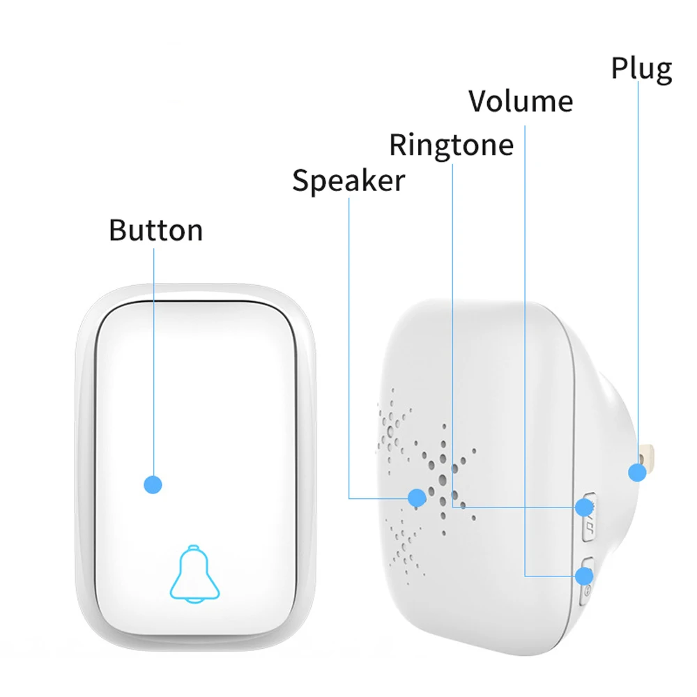Wireless Doorbell Waterproof Self-powered Smart Door Bell Home No Battery Required Cordless Ring Dong Chime timbre calling