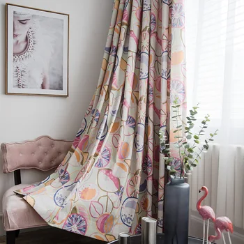

Modern Curtains for Living Dining Room Bedroom Fresh Children's Room Curtains Polyester Cotton Printing Curtains Fabric Nordic