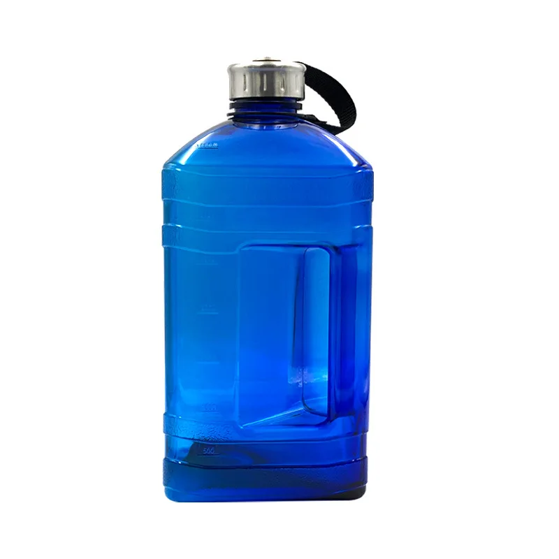 New Style 3.8L Sports Bottle PETG Gym Large Capacity Plastic Square Dumbbell Portable Bucket Vessel