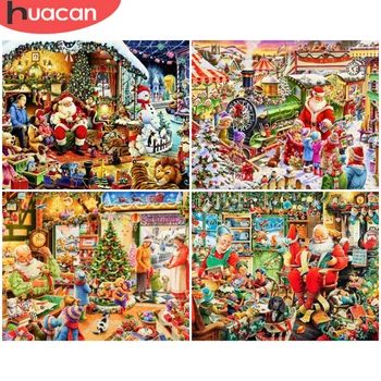 

HUACAN DIY Painting By Number Santa Claus Drawing On Canvas Picture By Numbers Hand Painted Kids Kits For Christmas Gifts