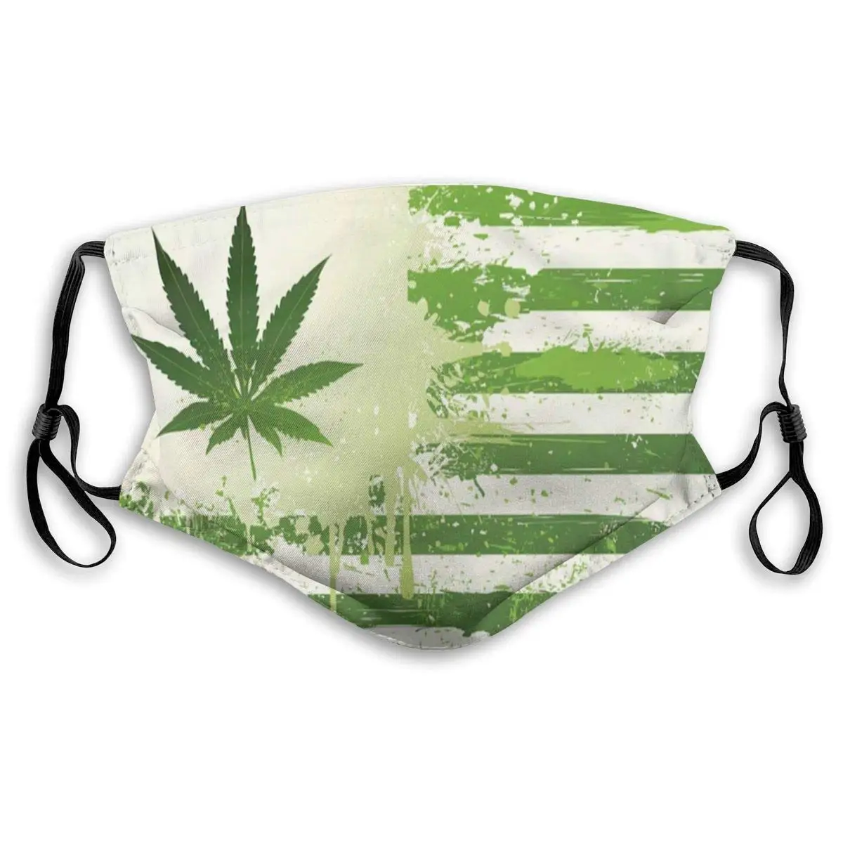 

Weed Pot Leaf Print Mouth Masks With Filter Washable And Reusable Anti Dust Breathable Mask With Adjustable Ear Loops For Men