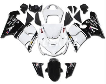 

4Gifts New ABS Motorcycle Full Fairings Kit Fit For Kawasaki Ninja ZX-6R 636 2005 2006 05 06 body set White Black