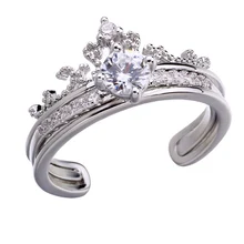 Женские кольца из сплава с изменяемым цирконом, кольца в форме сердца, набор съемных корон, Свадебный продукт