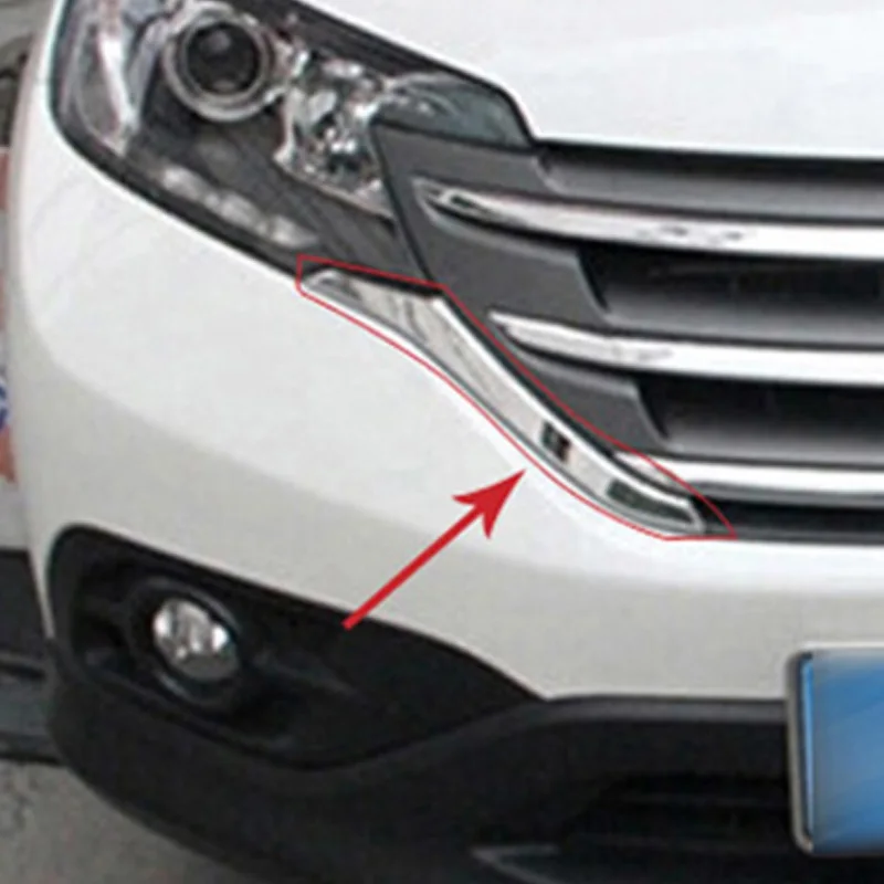 for Honda CRV 2012 2013 ABS Chrome Front Grills Decorative Cover Frame Trim Grilles Decoration Strip Moldings 2Pcs/Set