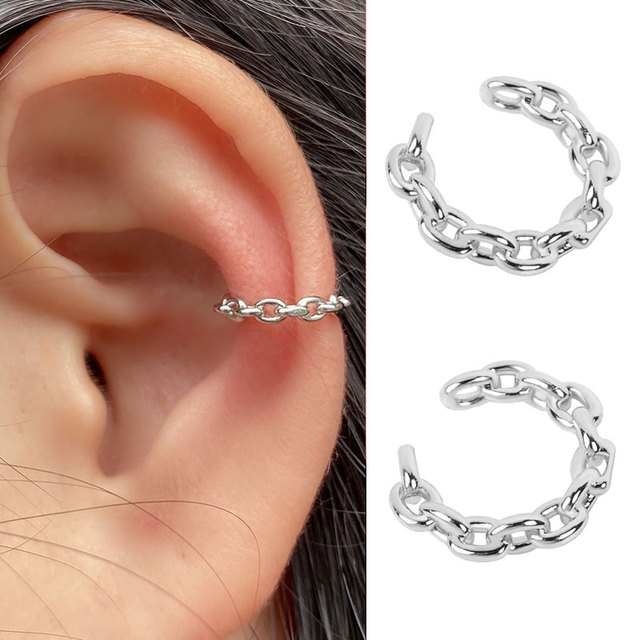Earrings Without Ear Hole Star Wrap Clip On Earrings Earcuff for Women Chain Hollow Ear Cuff  Fake Earring Piercing