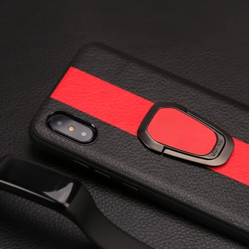 

Phone Case For iPhone 6 7 8 Plus Cover PU Stitching Ring buckle Case For iPhone 6 6S Plus 7p 8p X Xs Max cover