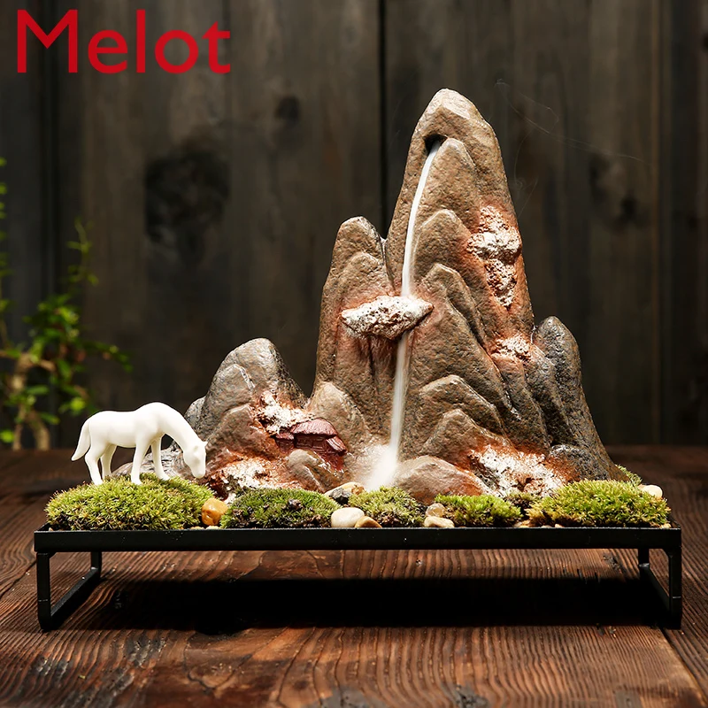 

Backflow Incense Furnace Micro Landscape Bonsai Living Room Entrance Soft Home Creative Sandalwood Backflow Backflow Incense