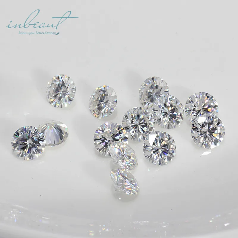 

inbeaut Round D Color VVS1-2 Loose Moissanites Pass Diamond Test Certificate Excellent Cut 0.5-5 Ct Moissanite for Ring Making