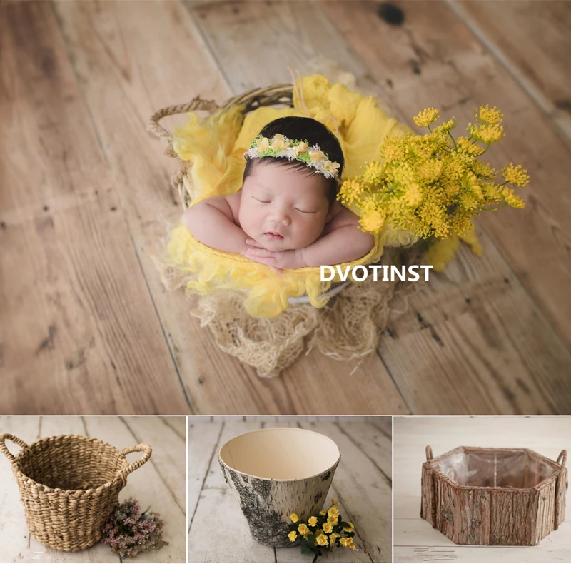 Dvotinst Newborn Photography Props Baby Retro Posing Handmade Rattan Basket Tub Fotografia Accessories Studio Shoots Photo | Детская