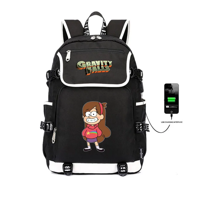 Рюкзак Gravity Фолс, школьная сумка, usb зарядка, рюкзак, студенческий школьный ноутбук, Подростковая дорожная сумка, женская и мужская упаковка - Цвет: 02