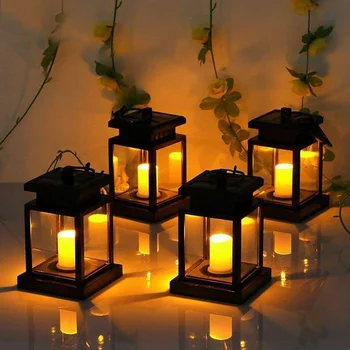 

1/2Pcs Solar Powered LED Flickering Candle Lantern Waterproof Hanging Garden Lawn Home Bar Indoor Outdoor Lighting Decoration