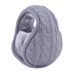 Ear Warmers for Men Women Winter Knitted Earmuffs Foldable Wool Plush Earmuff Ear Cover Bag Back Wear Cashmere Earwarmer