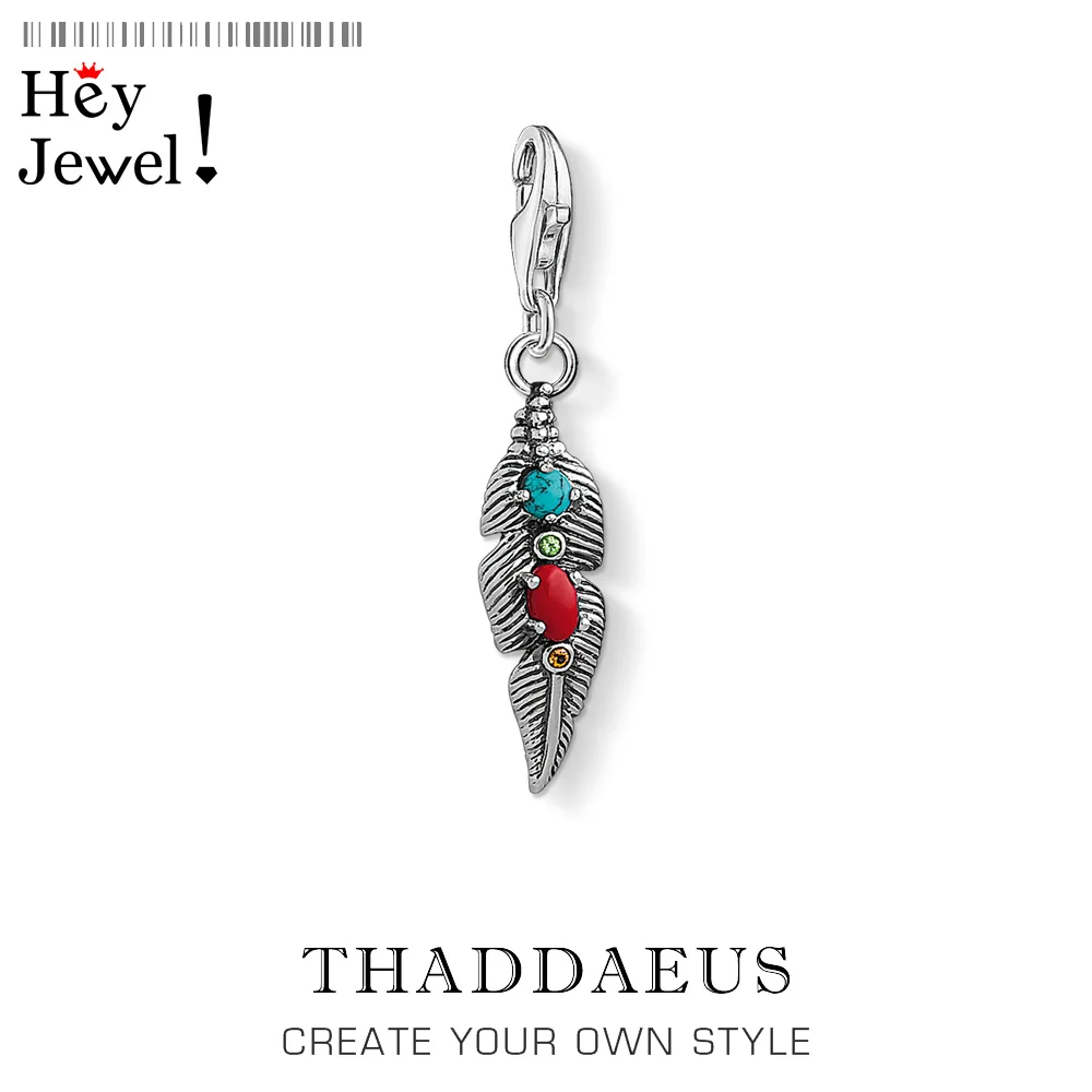 

Ethnic Feather Charm Pendant,2019 Autumn Thomas Style Ethnic Lovingly Detailed Jewelry Gift In 925 Sterling Silver Fit Bracelet