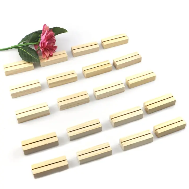 20pcs Natural Name Memo Clips Photo Holder Business Card Stand Desktop Message Wedding Party Decor