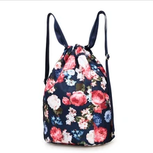 Принт походный рюкзак, женский цветочный Повседневный Рюкзак Студенческая сумка сумки на шнурке
