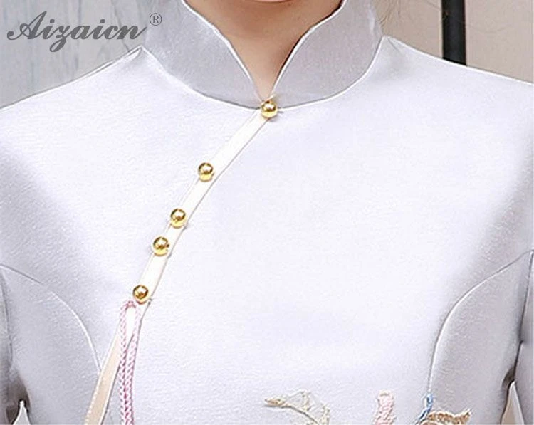 2019 серое винтажное платье подружки невесты Qi Pao женское китайское традиционное платье Чонсам современная Женская Роба в восточном стиле