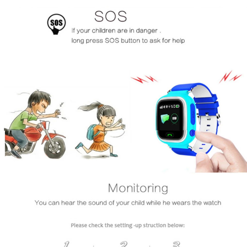 Q90 gps телефон позиционирование модные детские часы 1,22 дюймов цветной сенсорный экран Дети SOS Смарт часы анти-потеря наручные часы