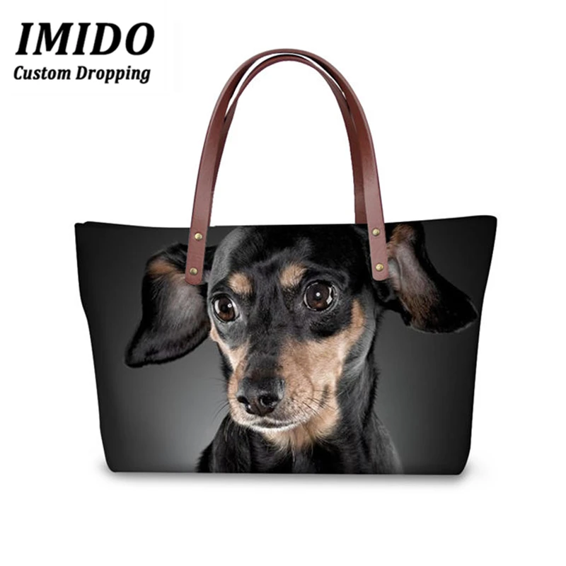 IMIDO, сумки, женские, брендовые, Ainmal, сумки, 3D, темно-серый, итальянский, с принтом борзой собаки, дамская сумка, большая, с верхней ручкой, сумки, кошелек - Цвет: WLL2712AL