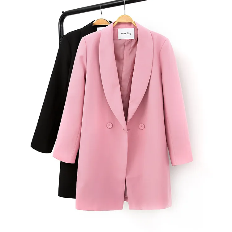 

Hh112 Spring New Style Korean-style-Style One-Button Casual Suit Women's Mid-length Versatile Loose-Fit Suit Coat